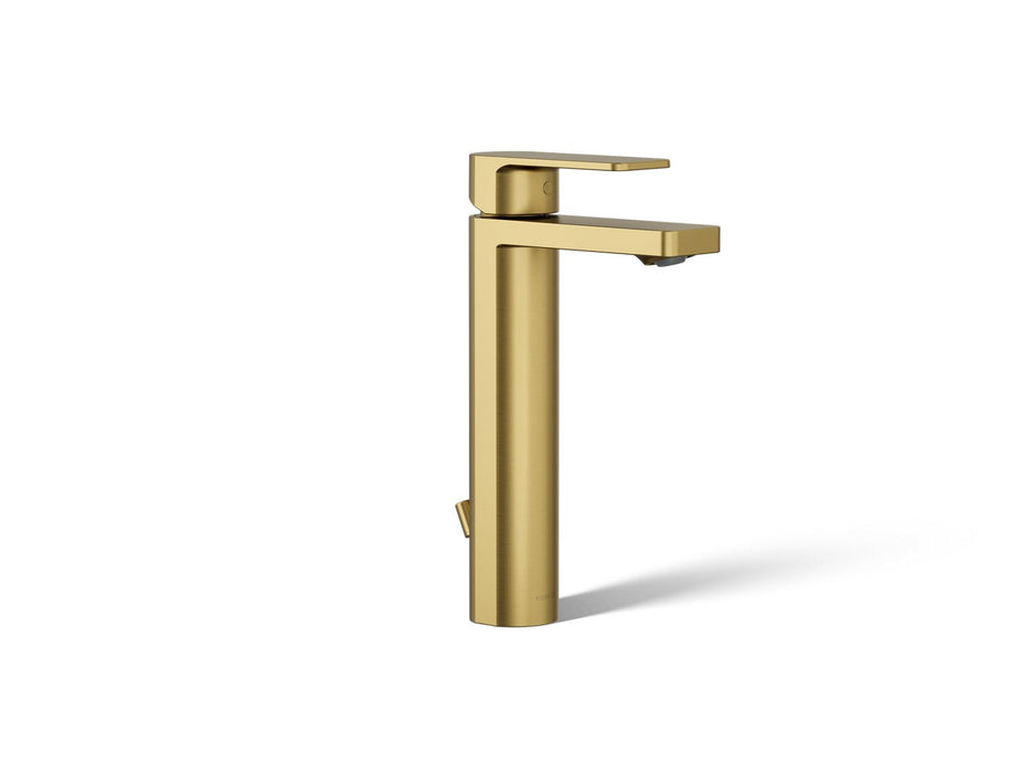 KOHLER K-23475-4N Parallel Tall single-handle bathroom sink faucet, 0.5 gpm, vibrant brushed moderne brass