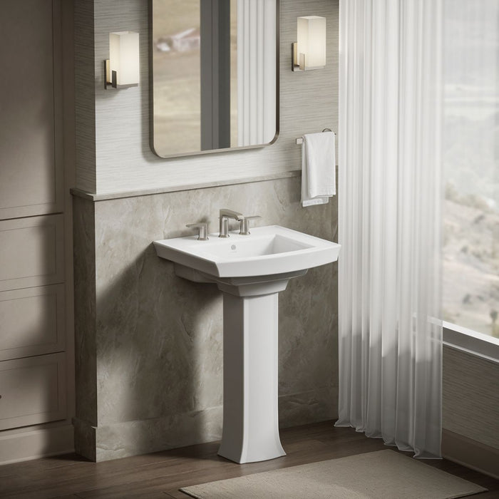 KOHLER K-2358-8 Archer 24" rectangular pedestal bathroom sink