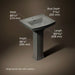 3/4 view of product with dimensions