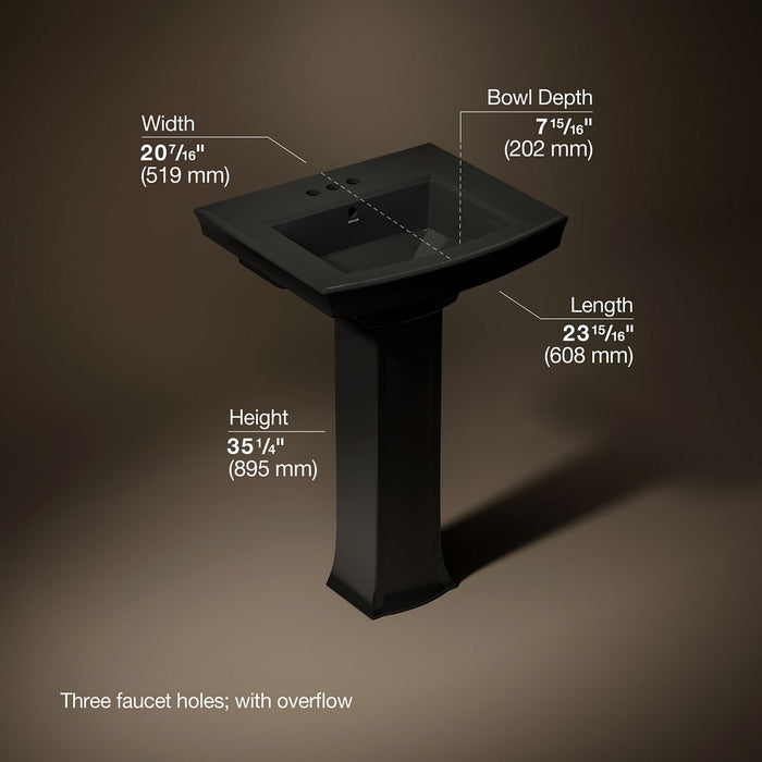 3/4 view of product with dimensions