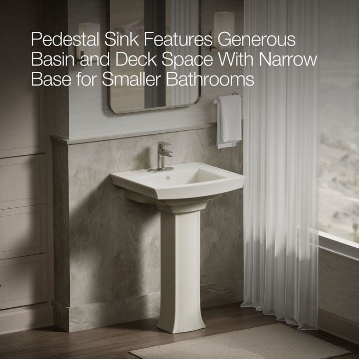 KOHLER K-2359-4 Archer 24" rectangular pedestal bathroom sink