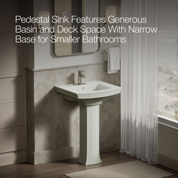 KOHLER K-2359-4 Archer 24" rectangular pedestal bathroom sink