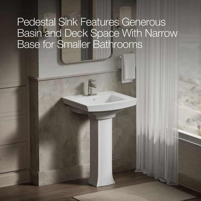 KOHLER K-2359-4 Archer 24" rectangular pedestal bathroom sink