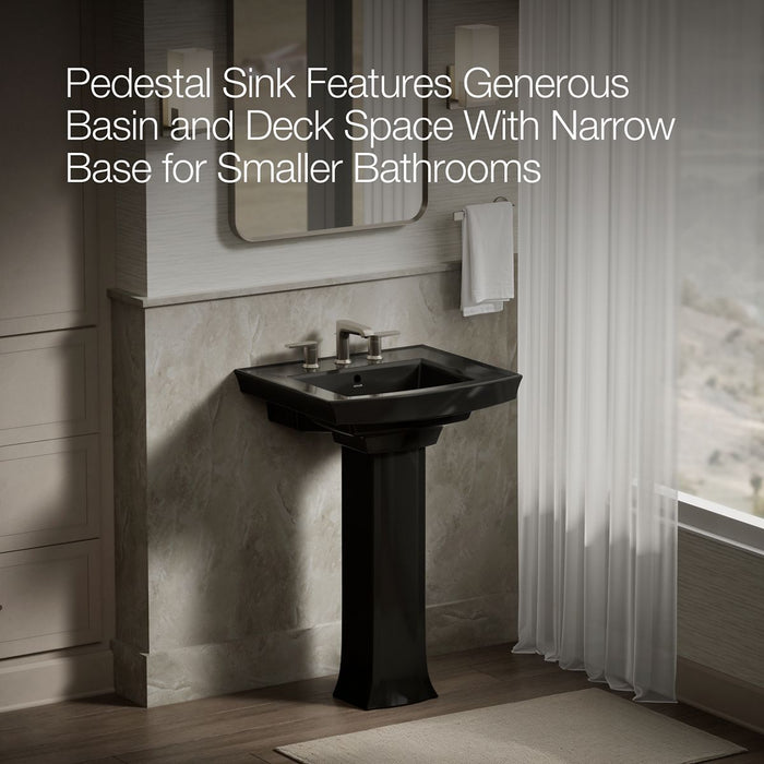 KOHLER K-2359-8 Archer 24" rectangular pedestal bathroom sink