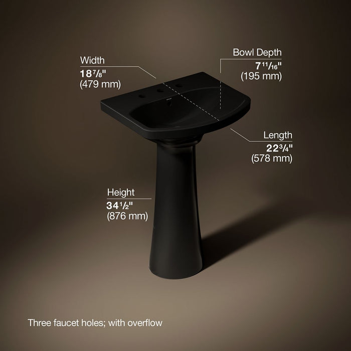 3/4 view of product with dimensions