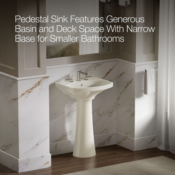 KOHLER K-2362-8 Cimarron 22-3/4" rectangular pedestal bathroom sink
