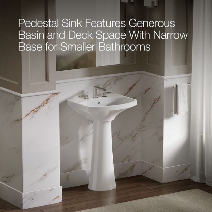 KOHLER K-2362-8 Cimarron 22-3/4" rectangular pedestal bathroom sink