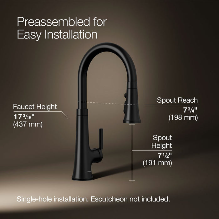 KOHLER K-23764 Tone Pull-down kitchen sink faucet with three-function sprayhead