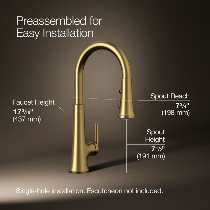 KOHLER K-23764 Tone Pull-down kitchen sink faucet with three-function sprayhead