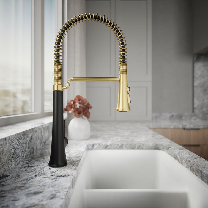 KOHLER K-23765 Tone Semi-professional pull-down kitchen sink faucet with three-function sprayhead