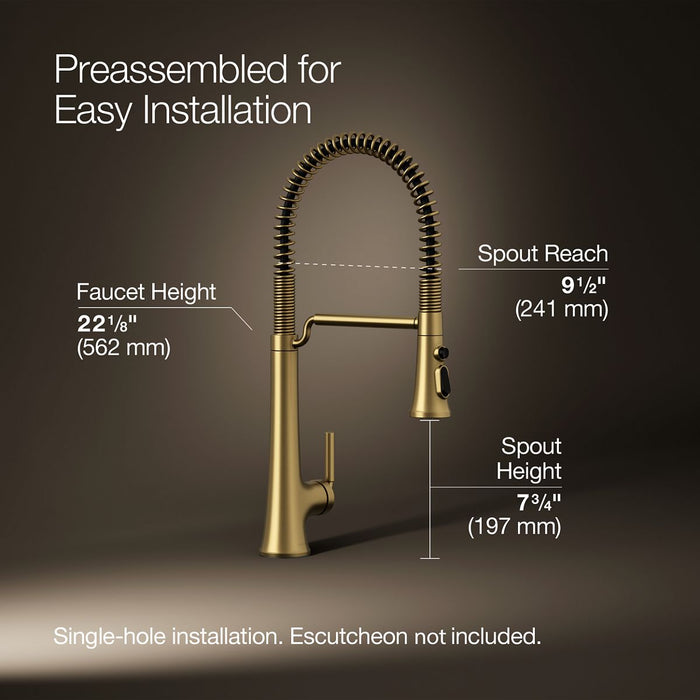 KOHLER K-23765 Tone Semi-professional pull-down kitchen sink faucet with three-function sprayhead