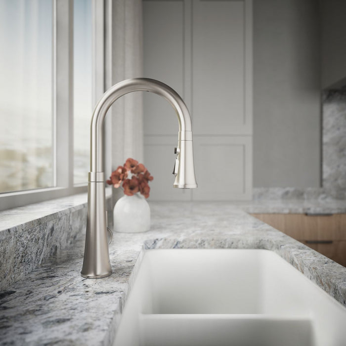 KOHLER K-23766 Tone Touchless pull-down kitchen sink faucet with three-function sprayhead