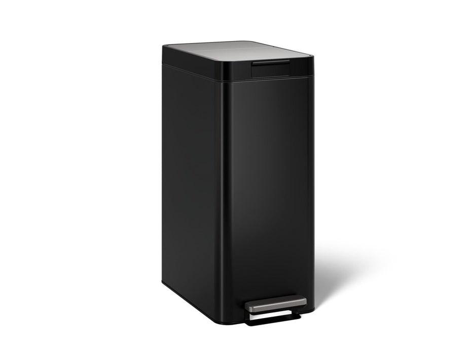 KOHLER K-23826 13-gallon stainless steel slim step trash can with bifold lid