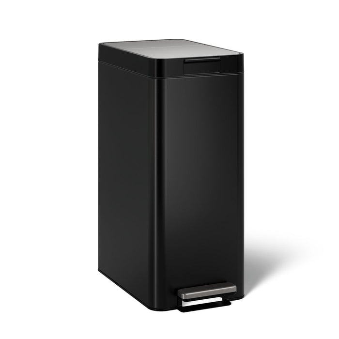 KOHLER K-23826 13-gallon stainless steel slim step trash can with bifold lid