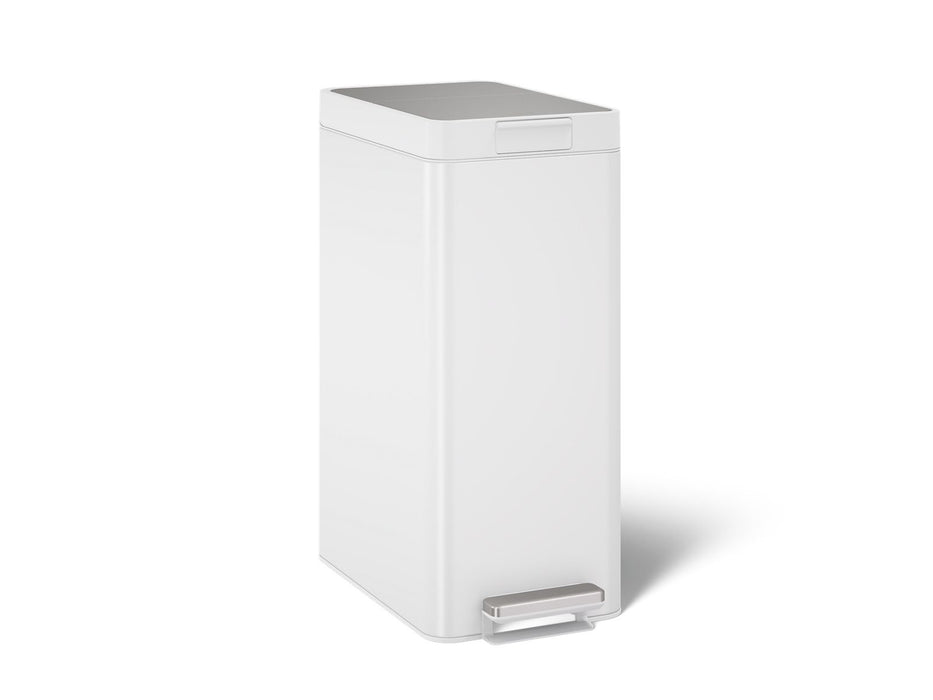 KOHLER K-23826 13-gallon stainless steel slim step trash can with bifold lid