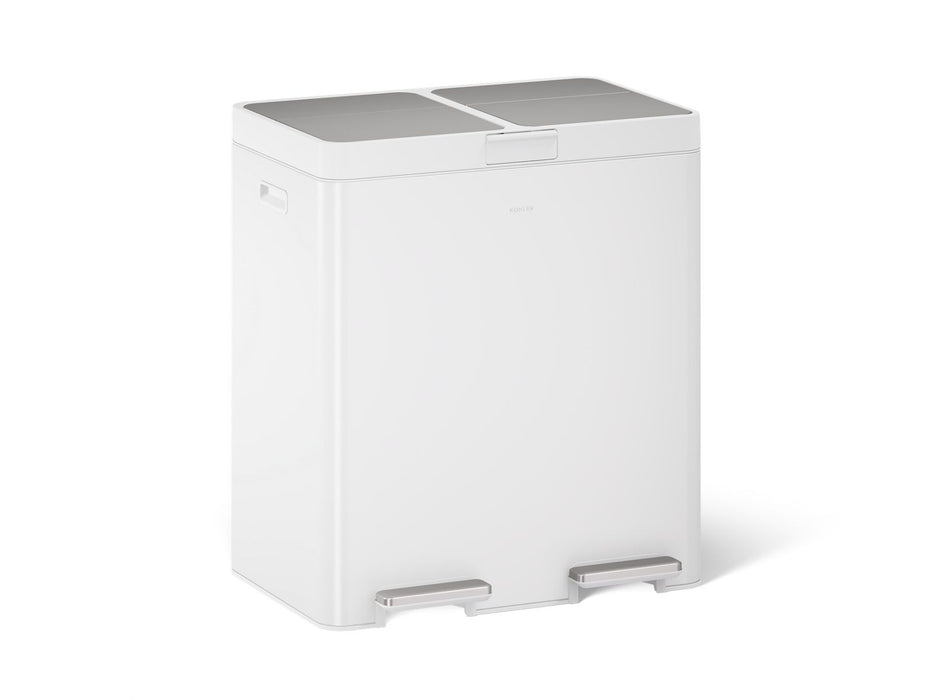 KOHLER K-23828 21.7-gallon stainless steel dual-bin step trash can, stainless steel white