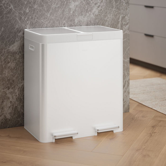 KOHLER K-23828 21.7-gallon stainless steel dual-bin step trash can, stainless steel white - view 2