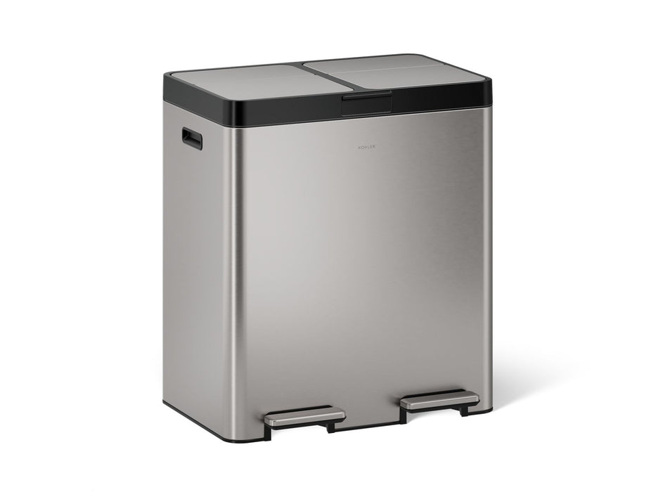 KOHLER K-23828 21.7-gallon stainless steel dual-bin step trash can