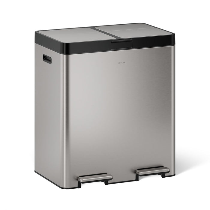 KOHLER K-23828 21.7-gallon stainless steel dual-bin step trash can - view 3