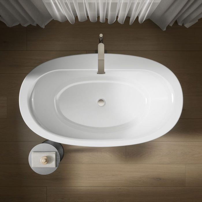 KOHLER K-24001-0 K-24001 Sunstruck 60" x 34" Freestanding Bath with Straight Shroud
