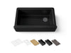 KOHLER K-24564-PC Riverby 35-3/4" undermount single-bowl farmhouse workstation kitchen sink, black black