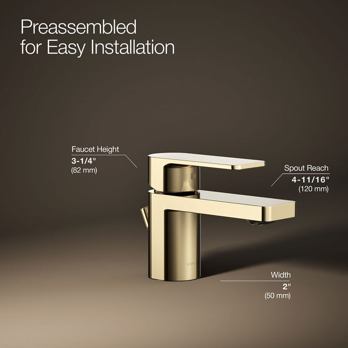 KOHLER K-24804-4 Parallel Low single-handle bathroom sink faucet, 1.2 gpm