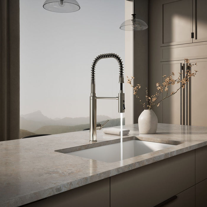 KOHLER K-24982 Purist Semi-professional kitchen sink faucet with three-function sprayhead, vibrant polished nickel - view 3