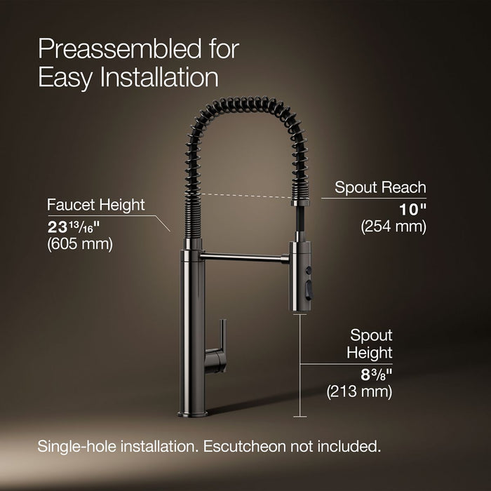 KOHLER K-24982 Purist Semi-professional kitchen sink faucet with three-function sprayhead