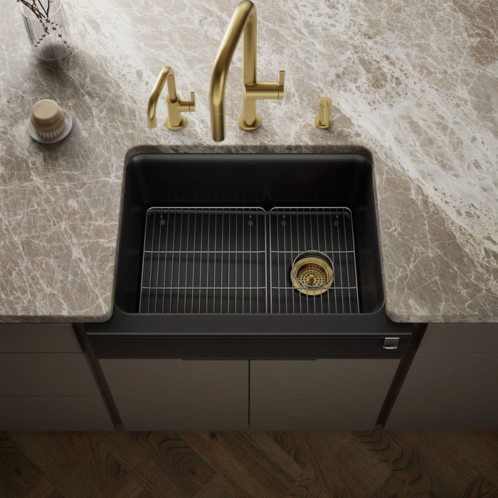 KOHLER K-25785 Cairn 29-3/4" undermount single-bowl farmhouse kitchen sink with short apron