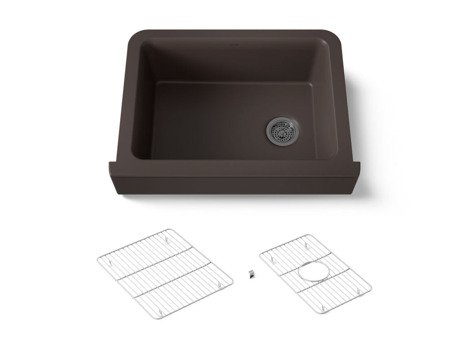 KOHLER K-25785 Cairn 29-3/4" undermount single-bowl farmhouse kitchen sink with short apron