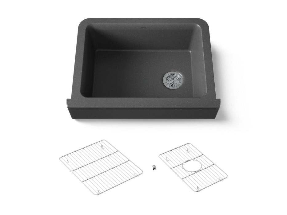 KOHLER K-25785 Cairn 29-3/4" undermount single-bowl farmhouse kitchen sink with short apron