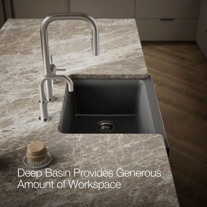 KOHLER K-25785 Cairn 29-3/4" undermount single-bowl farmhouse kitchen sink with short apron