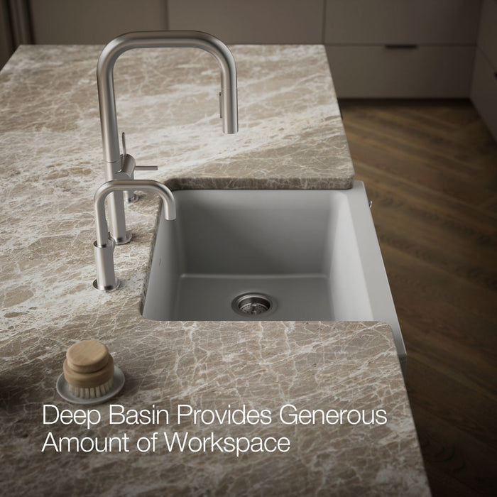 KOHLER K-25785 Cairn 29-3/4" undermount single-bowl farmhouse kitchen sink with short apron