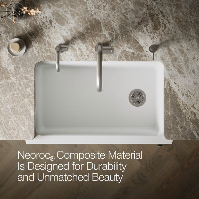 KOHLER K-25788 Cairn 34" undermount single-bowl farmhouse kitchen sink with fluted design