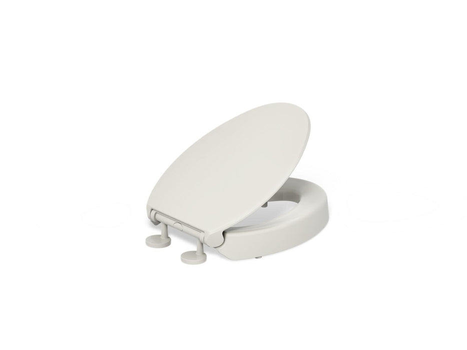 KOHLER K-25875 Hyten Elevated Quiet-Close elongated toilet seat, almond