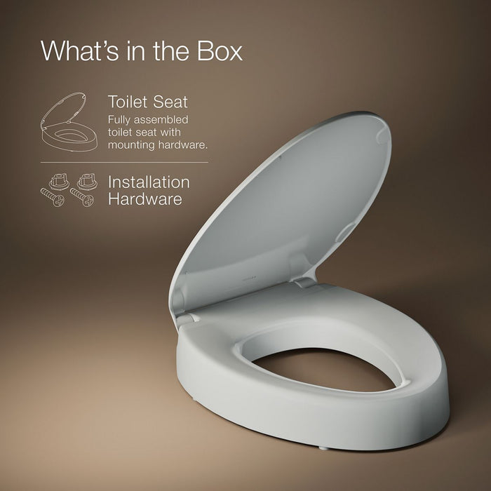 KOHLER K-25875 Hyten Elevated Quiet-Close elongated toilet seat
