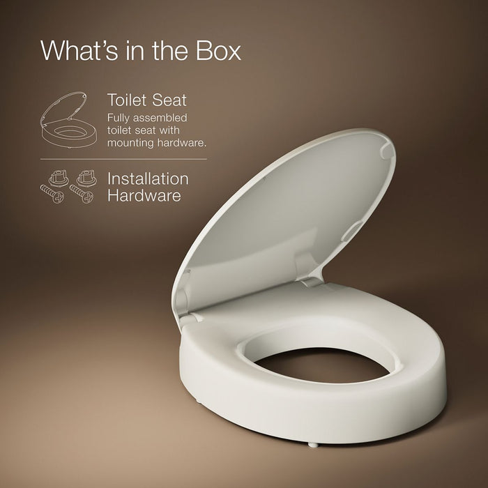 KOHLER K-25876 Hyten Elevated Quiet-Close round-front toilet seat