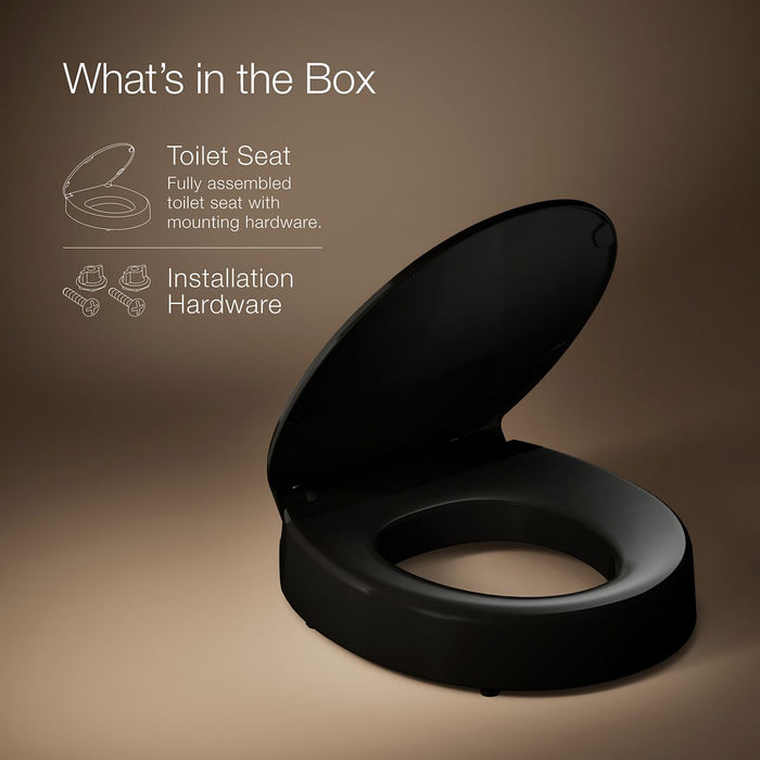 KOHLER K-25876 Hyten Elevated Quiet-Close round-front toilet seat