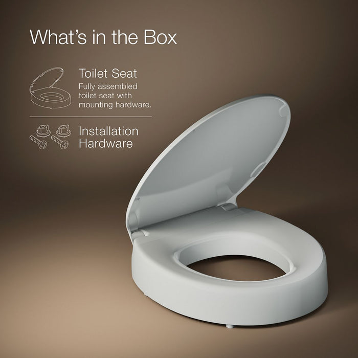 KOHLER K-25876 Hyten Elevated Quiet-Close round-front toilet seat