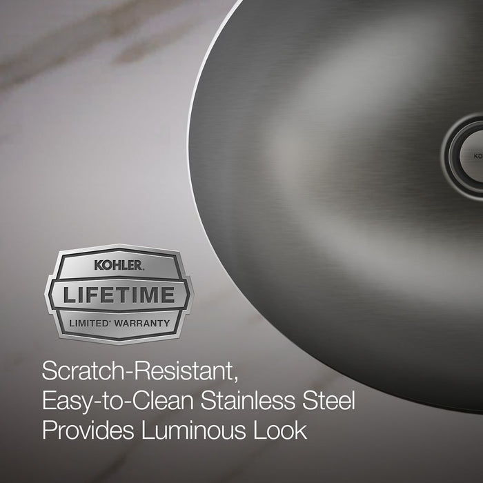 KOHLER K-2608-SU Bachata 20" oval drop-in/undermount bathroom sink, no overflow