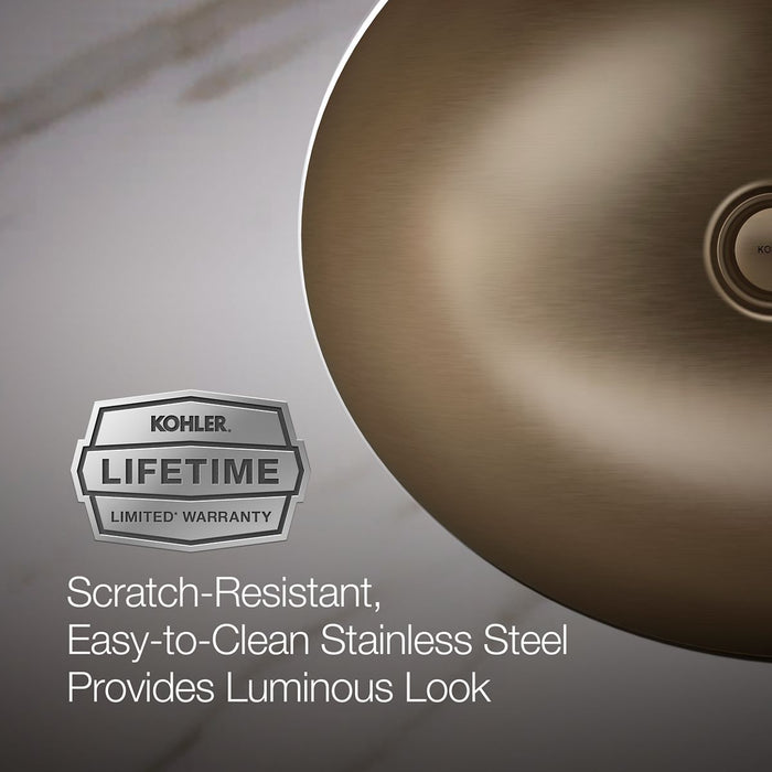 KOHLER K-2608-SU Bachata 20" oval drop-in/undermount bathroom sink, no overflow