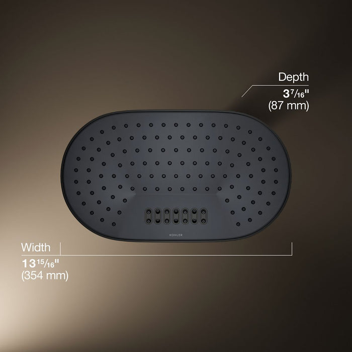 KOHLER K-26295 Statement Oblong 14" two-function rainhead, 2.5 gpm