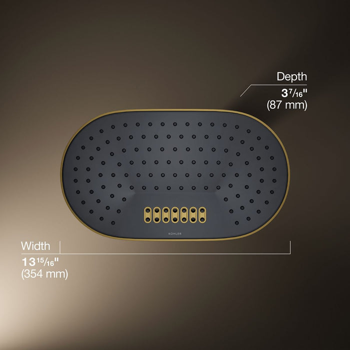KOHLER K-26295 Statement Oblong 14" two-function rainhead, 2.5 gpm