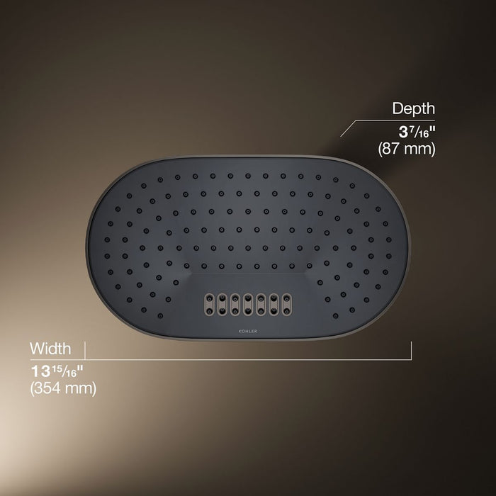 KOHLER K-26295 Statement Oblong 14" two-function rainhead, 2.5 gpm