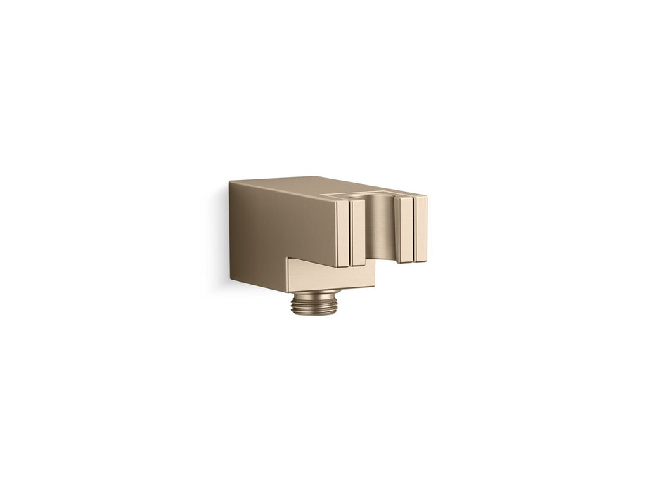 KOHLER K-26310 Statement Wall-mount Handshower Holder with Supply Elbow and Check Valve, Vibrant Brushed Bronze - 3/4 view of
