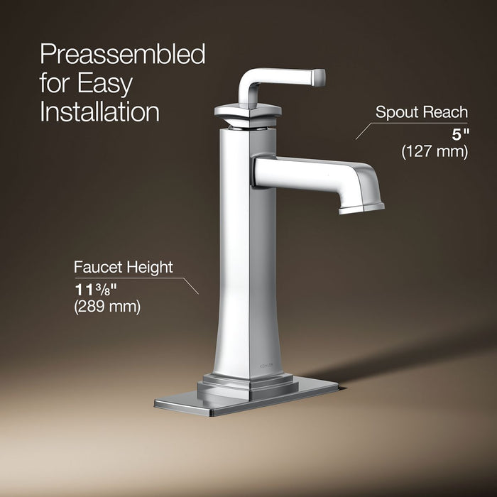 KOHLER K-26430-4 Riff Tall single-handle bathroom sink faucet, 1.2 gpm