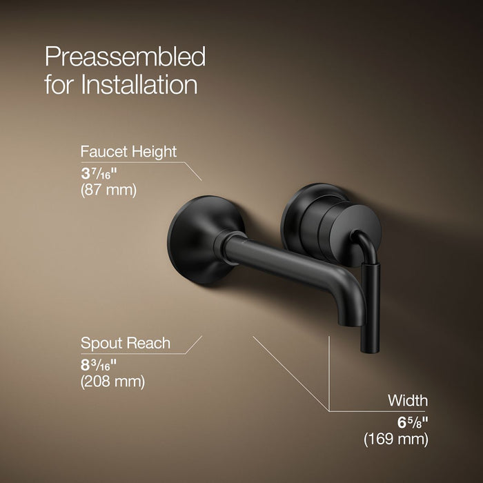 KOHLER K-26438-4 Tone Wall-mount single-handle bathroom sink faucet, 1.2 gpm