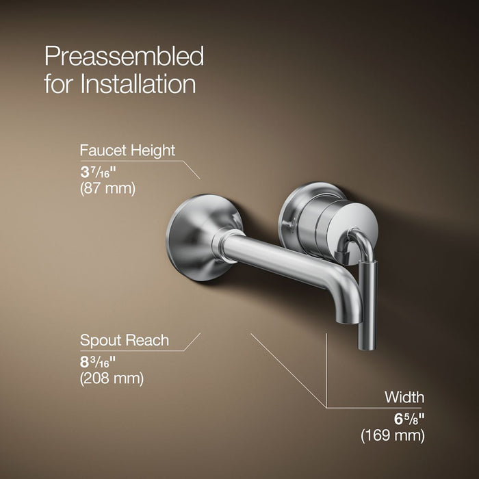 KOHLER K-26438-4 Tone Wall-mount single-handle bathroom sink faucet, 1.2 gpm