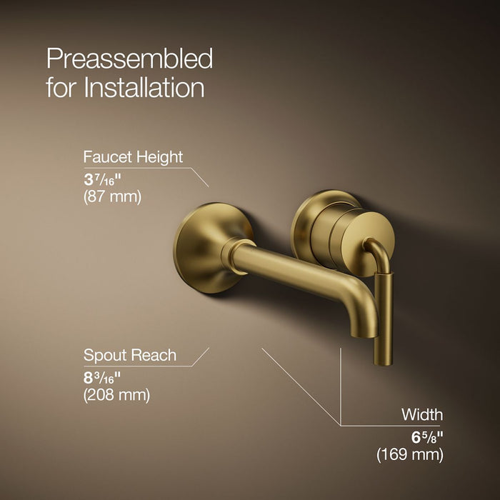 KOHLER K-26438-4 Tone Wall-mount single-handle bathroom sink faucet, 1.2 gpm