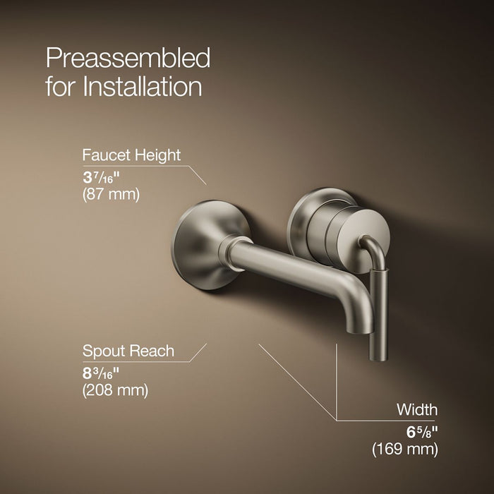KOHLER K-26438-4 Tone Wall-mount single-handle bathroom sink faucet, 1.2 gpm